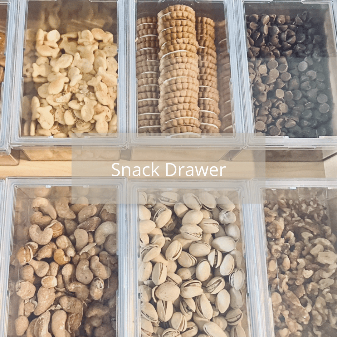 Organized Snack Drawer Snack Drawer Organization with clear square containers