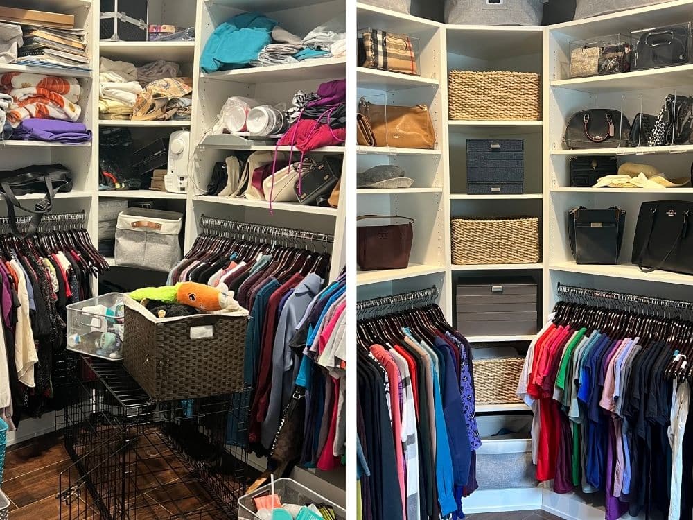 Before and after closet organization