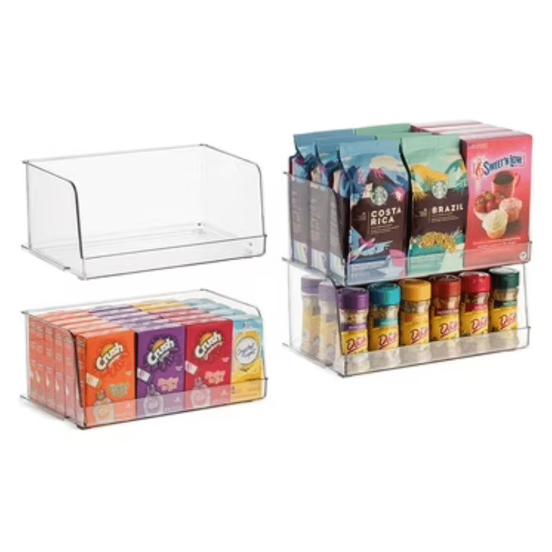 Set Of 4 Clear Pantry Organizer Stackable Bins
